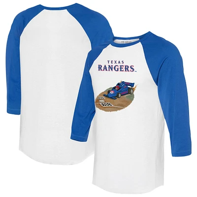 Unisex Tiny Turnip White/Royal Texas Rangers Race Car 3/4-Sleeve Raglan T-Shirt