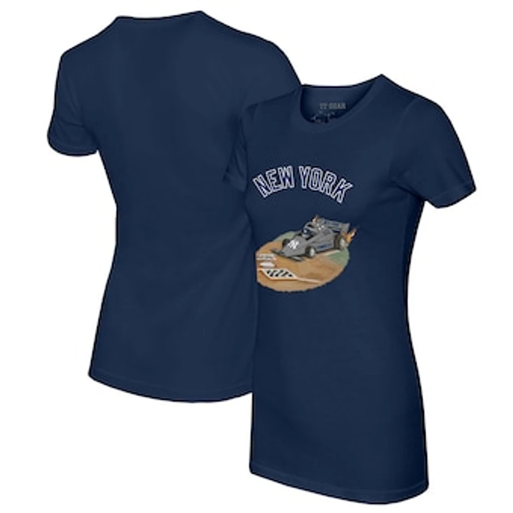 Women's Tiny Turnip Navy New York Yankees Race Car T-Shirt