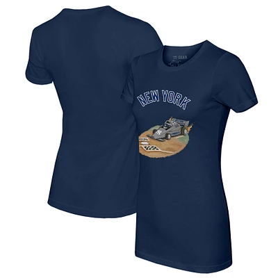 Women's Tiny Turnip Navy New York Yankees Race Car T-Shirt