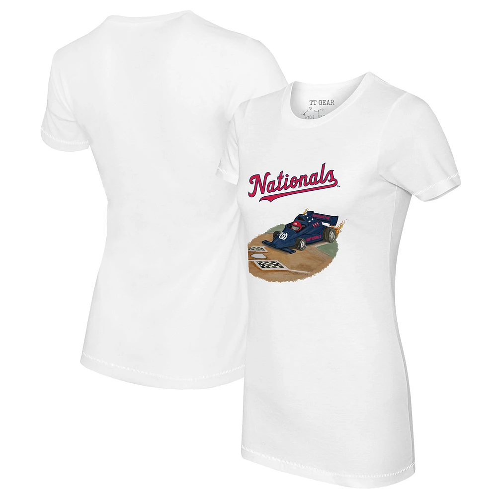 Women's Tiny Turnip White Washington Nationals Race Car T-Shirt