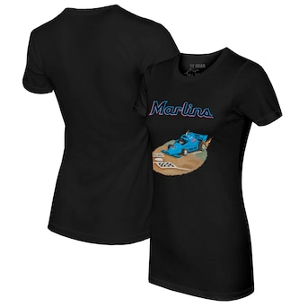 Women's Tiny Turnip Black Miami Marlins Race Car T-Shirt