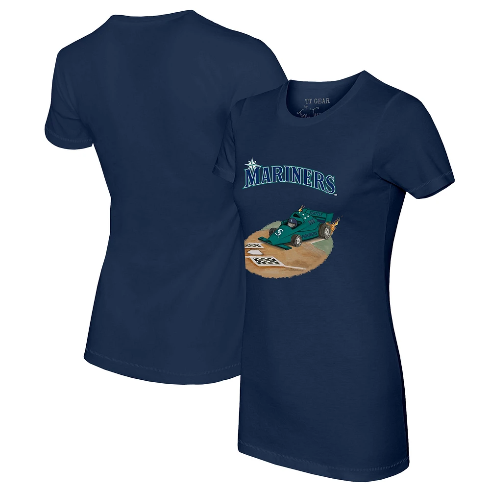 Women's Tiny Turnip Navy Seattle Mariners Race Car T-Shirt