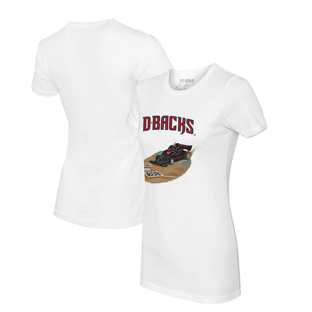 Women's Tiny Turnip White Arizona Diamondbacks Race Car T-Shirt
