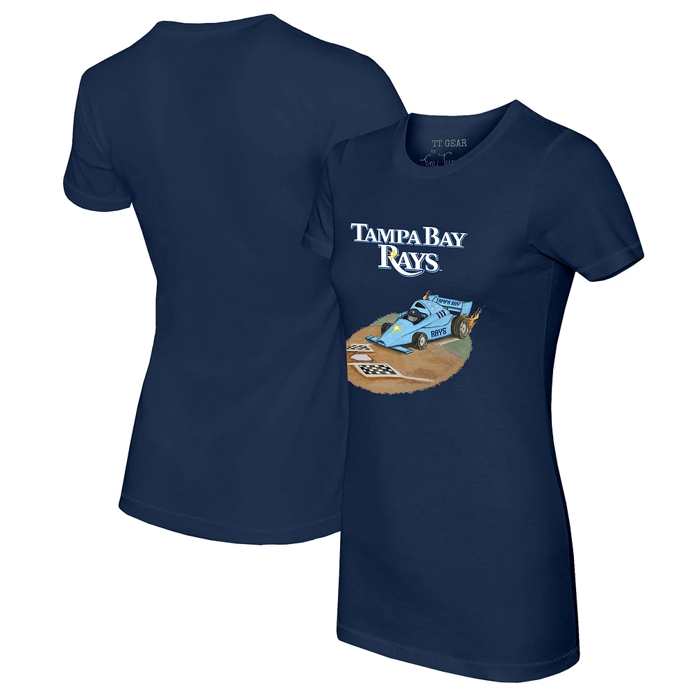 Women's Tiny Turnip Navy Tampa Bay Rays Race Car T-Shirt