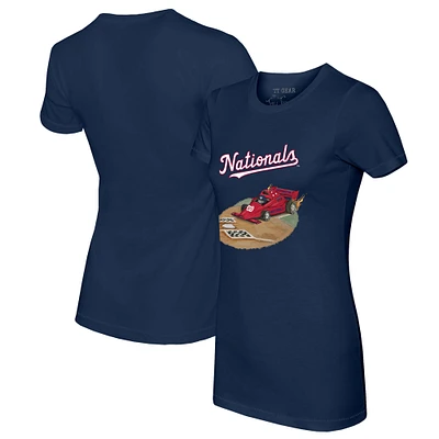 Women's Tiny Turnip Navy Washington Nationals Race Car T-Shirt