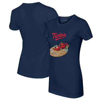 Women's Tiny Turnip Navy Minnesota Twins Race Car T-Shirt
