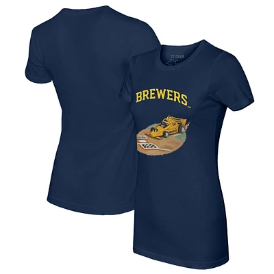 Women's Tiny Turnip Navy Milwaukee Brewers Race Car T-Shirt