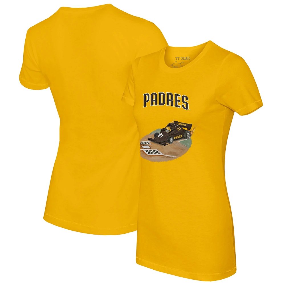 Women's Tiny Turnip Gold San Diego Padres Race Car T-Shirt