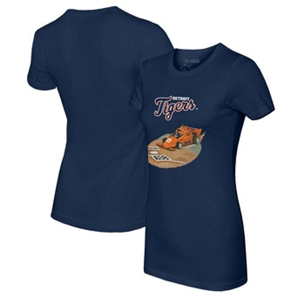 Women's Tiny Turnip Navy Detroit Tigers Race Car T-Shirt