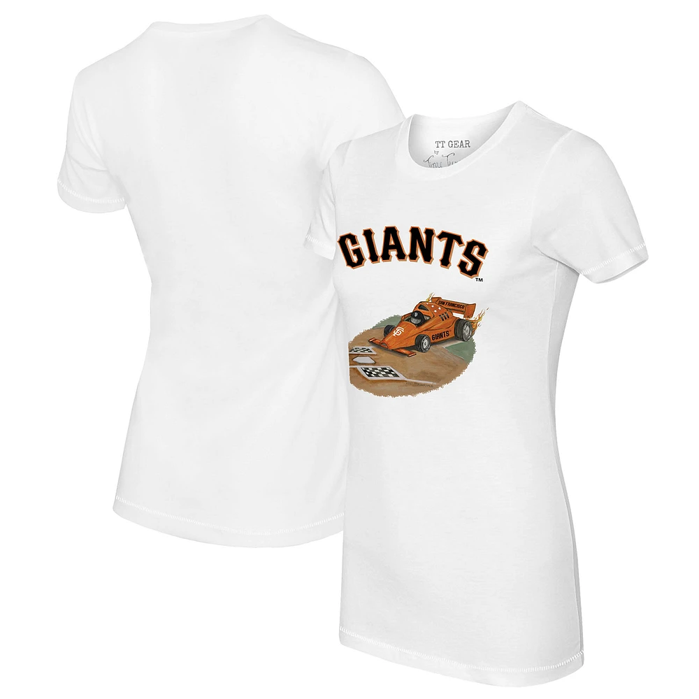 Women's Tiny Turnip White San Francisco Giants Race Car T-Shirt