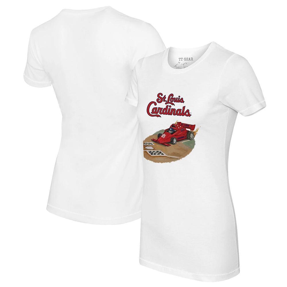 Women's Tiny Turnip White St. Louis Cardinals Race Car T-Shirt