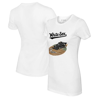 Women's Tiny Turnip White Chicago Sox Race Car T-Shirt