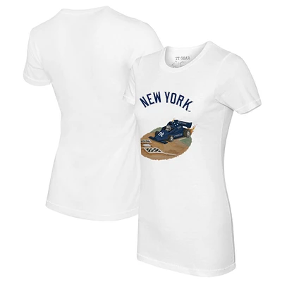Women's Tiny Turnip White New York Yankees Race Car T-Shirt