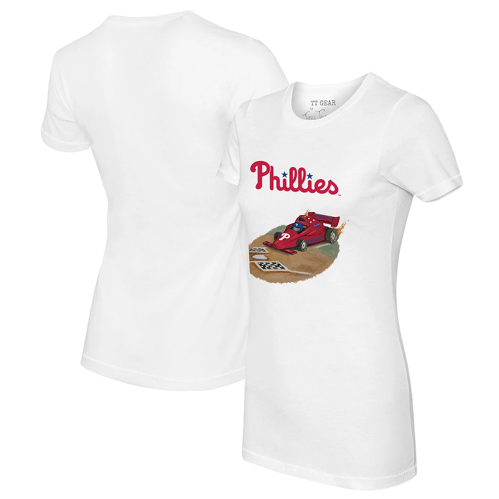 Women's Tiny Turnip White Philadelphia Phillies Race Car T-Shirt
