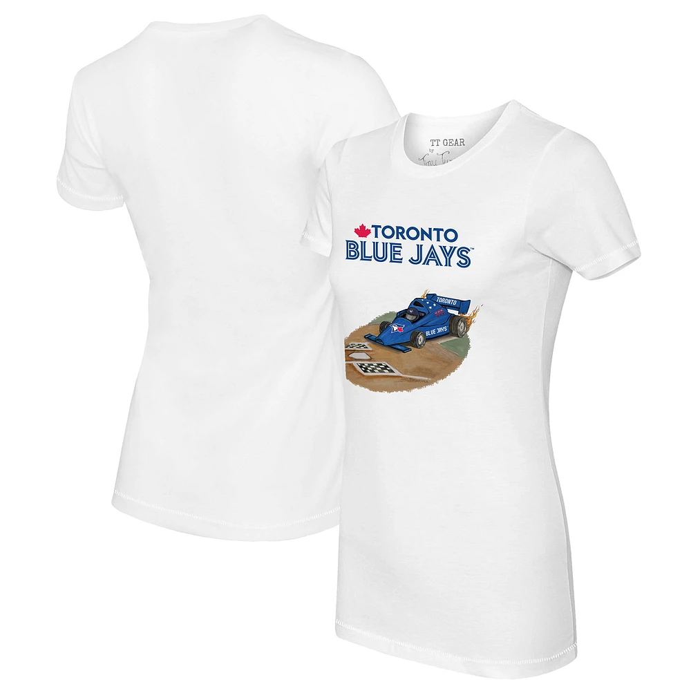 Women's Tiny Turnip White Toronto Blue Jays Race Car T-Shirt