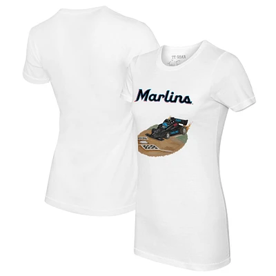 Women's Tiny Turnip White Miami Marlins Race Car T-Shirt