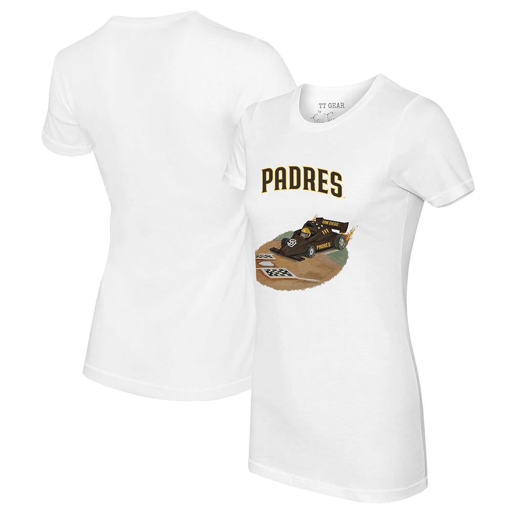 Women's Tiny Turnip White San Diego Padres Race Car T-Shirt