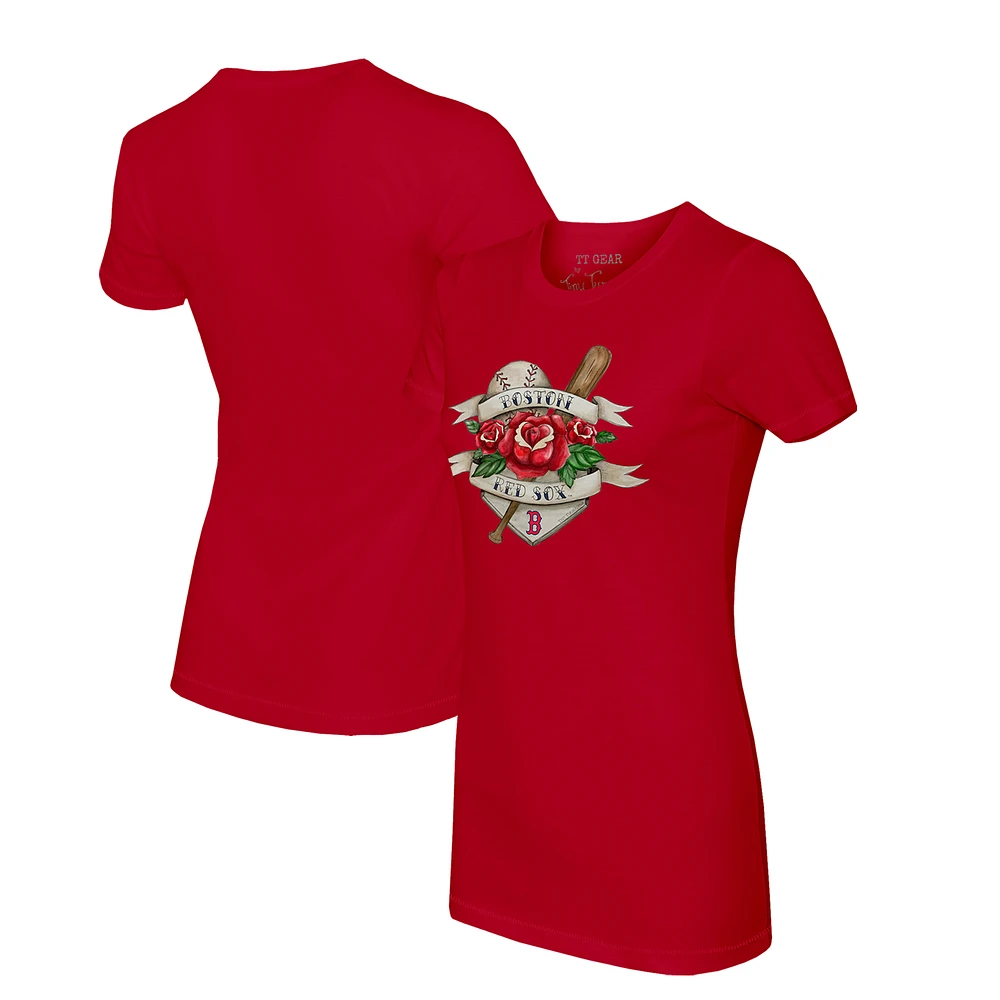 Women's Tiny Turnip Red Boston Sox Tattoo Rose T-Shirt