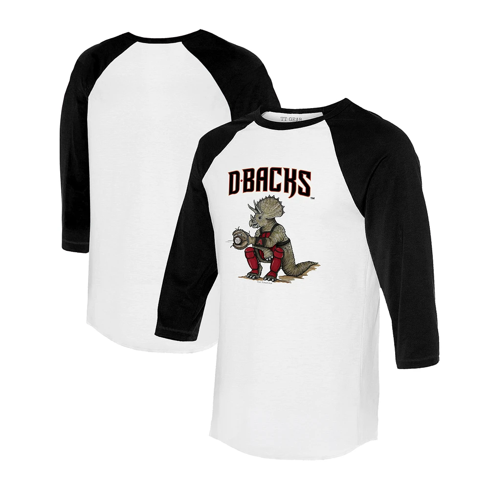 Unisex Tiny Turnip White/Black Arizona Diamondbacks Triceratops 3/4-Sleeve Raglan T-Shirt