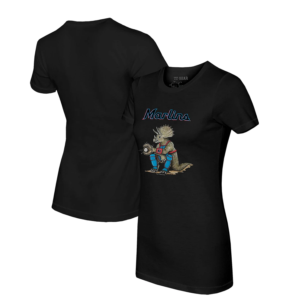 Women's Tiny Turnip Black Miami Marlins Triceratops T-Shirt