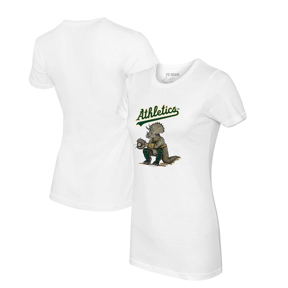 Women's Tiny Turnip White Athletics Triceratops T-Shirt