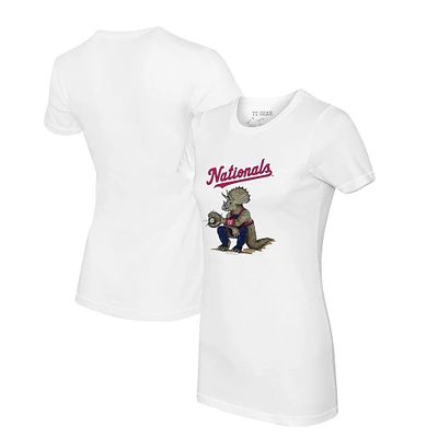 Women's Tiny Turnip White Washington Nationals Triceratops T-Shirt