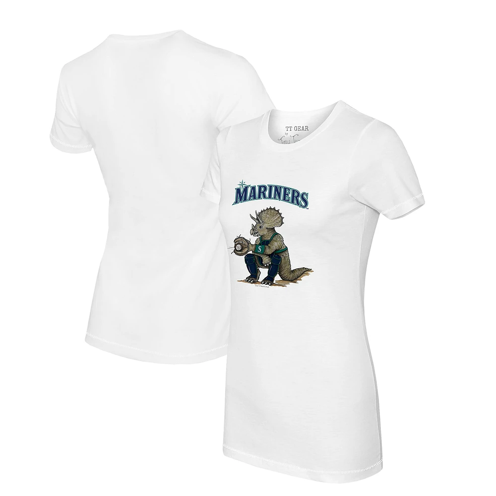 Women's Tiny Turnip White Seattle Mariners Triceratops T-Shirt