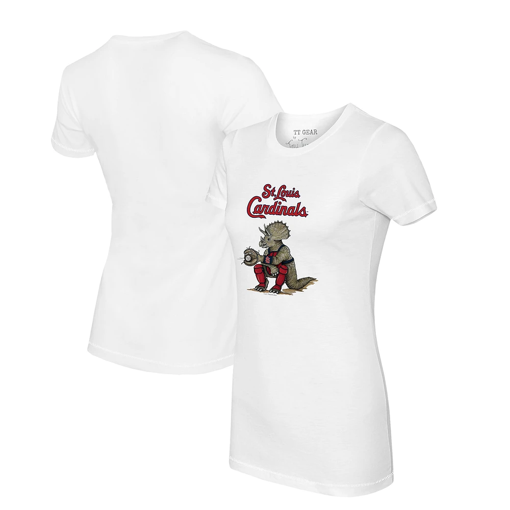 Women's Tiny Turnip White St. Louis Cardinals Triceratops T-Shirt