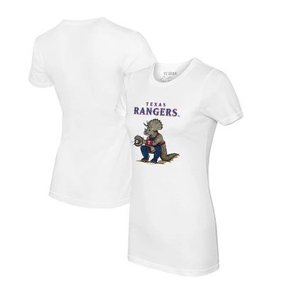 Women's Tiny Turnip White Texas Rangers Triceratops T-Shirt