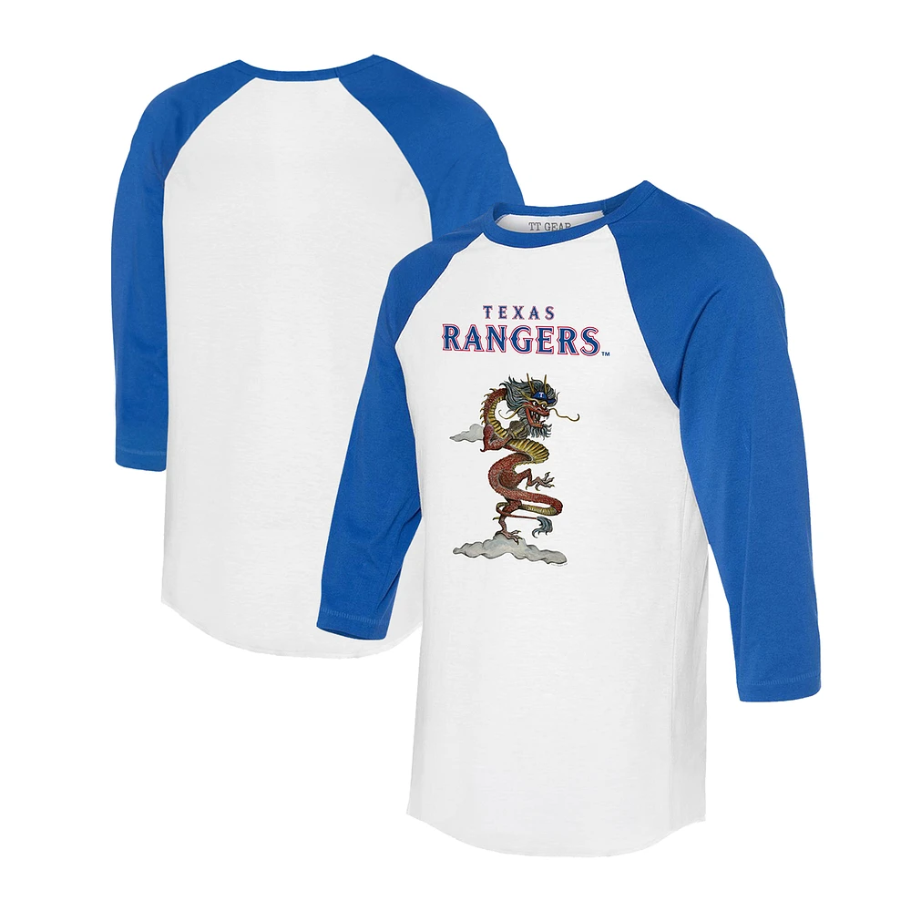 Unisex Tiny Turnip White/Royal Texas Rangers 2024 Year of the Dragon 3/4-Sleeve Raglan T-Shirt