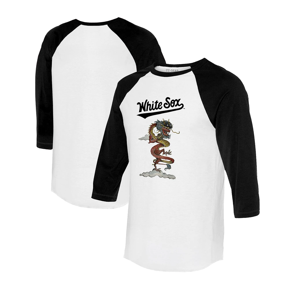 Unisex Tiny Turnip White/Black Chicago White Sox 2024 Year of the Dragon 3/4-Sleeve Raglan T-Shirt