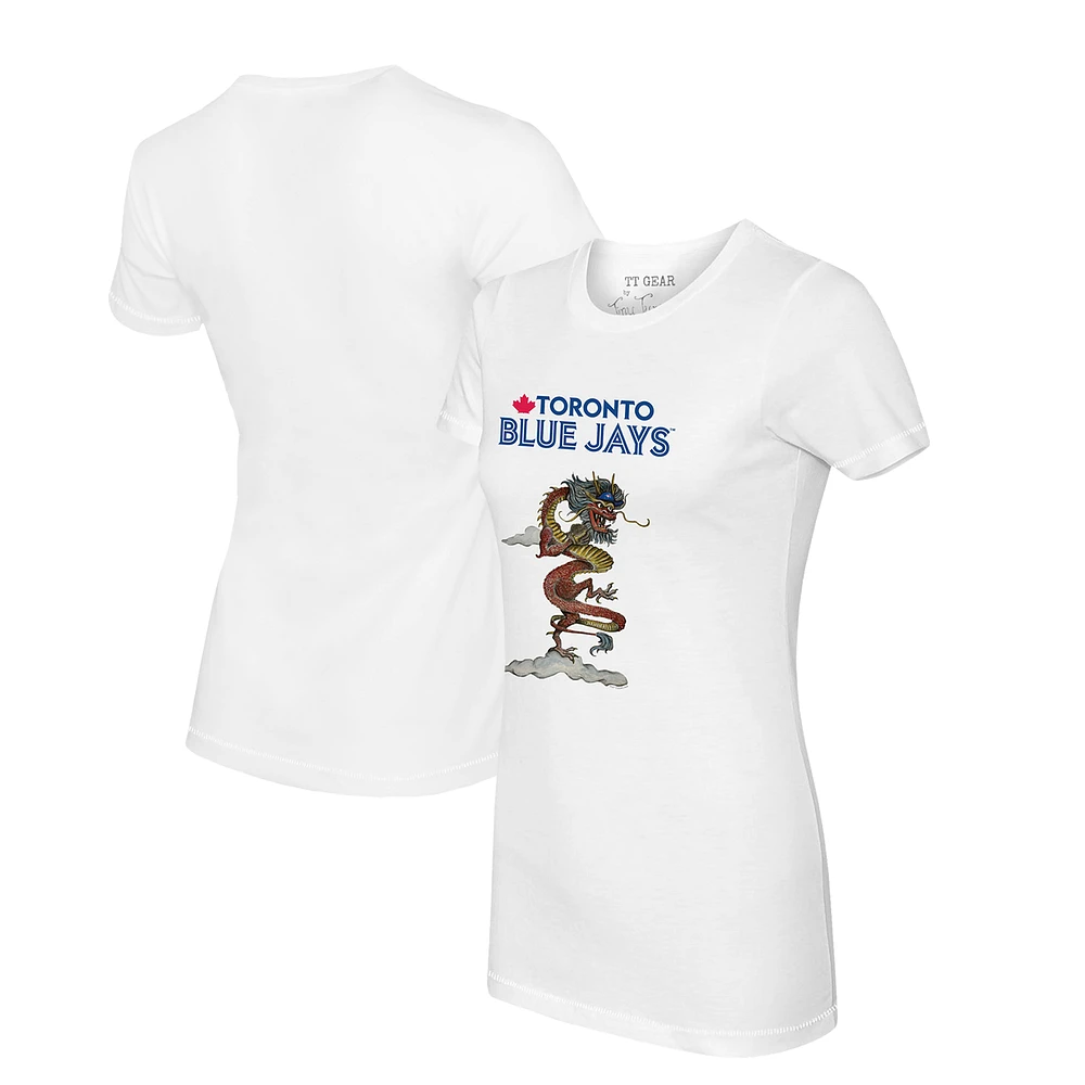 Women's Tiny Turnip White Toronto Blue Jays 2024 Year of the Dragon T-Shirt