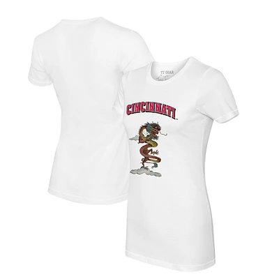 Women's Tiny Turnip White Cincinnati Reds 2024 Year of the Dragon T-Shirt