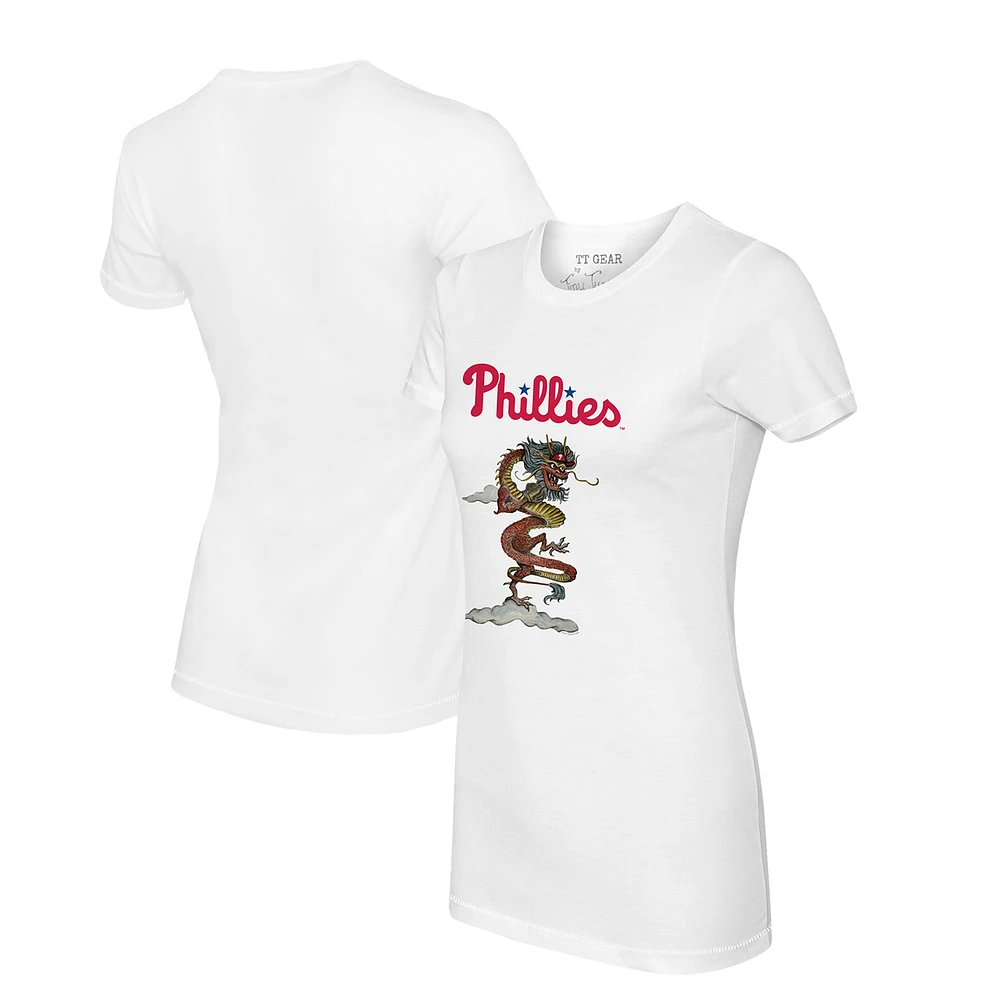Women's Tiny Turnip White Philadelphia Phillies 2024 Year of the Dragon T-Shirt