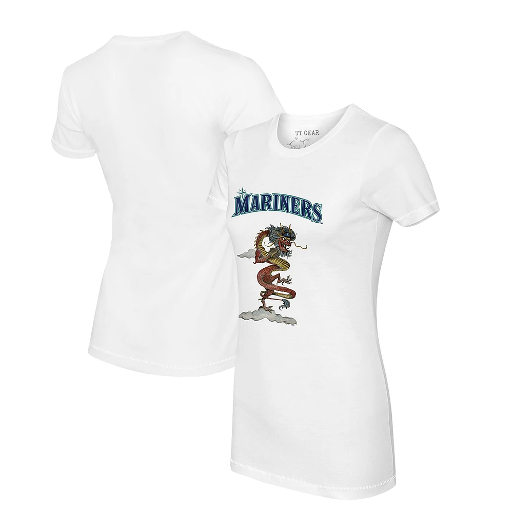 Women's Tiny Turnip White Seattle Mariners 2024 Year of the Dragon T-Shirt