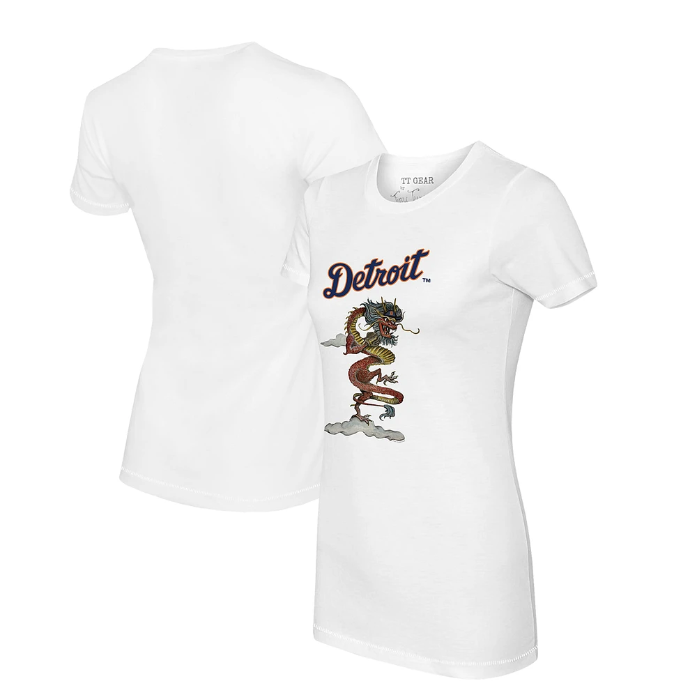 Women's Tiny Turnip White Detroit Tigers 2024 Year of the Dragon T-Shirt