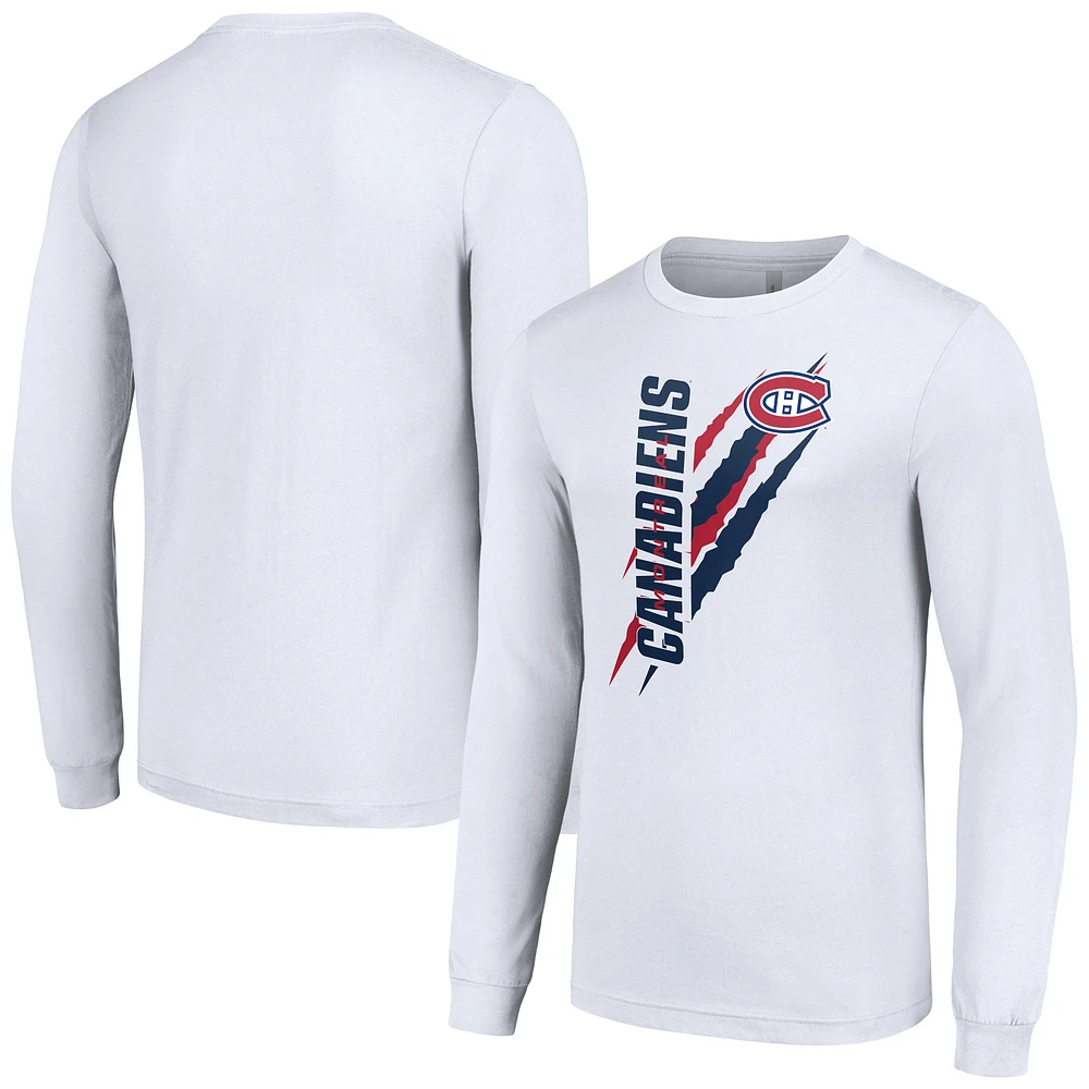 Men's Starter White Montreal Canadiens Color Scratch Long-Sleeve T-Shirt