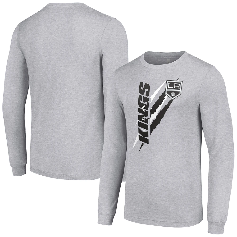 Men's Starter Heather Gray Los Angeles Kings Color Scratch Long-Sleeve T-Shirt
