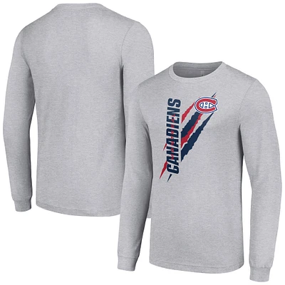 Men's Starter Heather Gray Montreal Canadiens Color Scratch Long-Sleeve T-Shirt