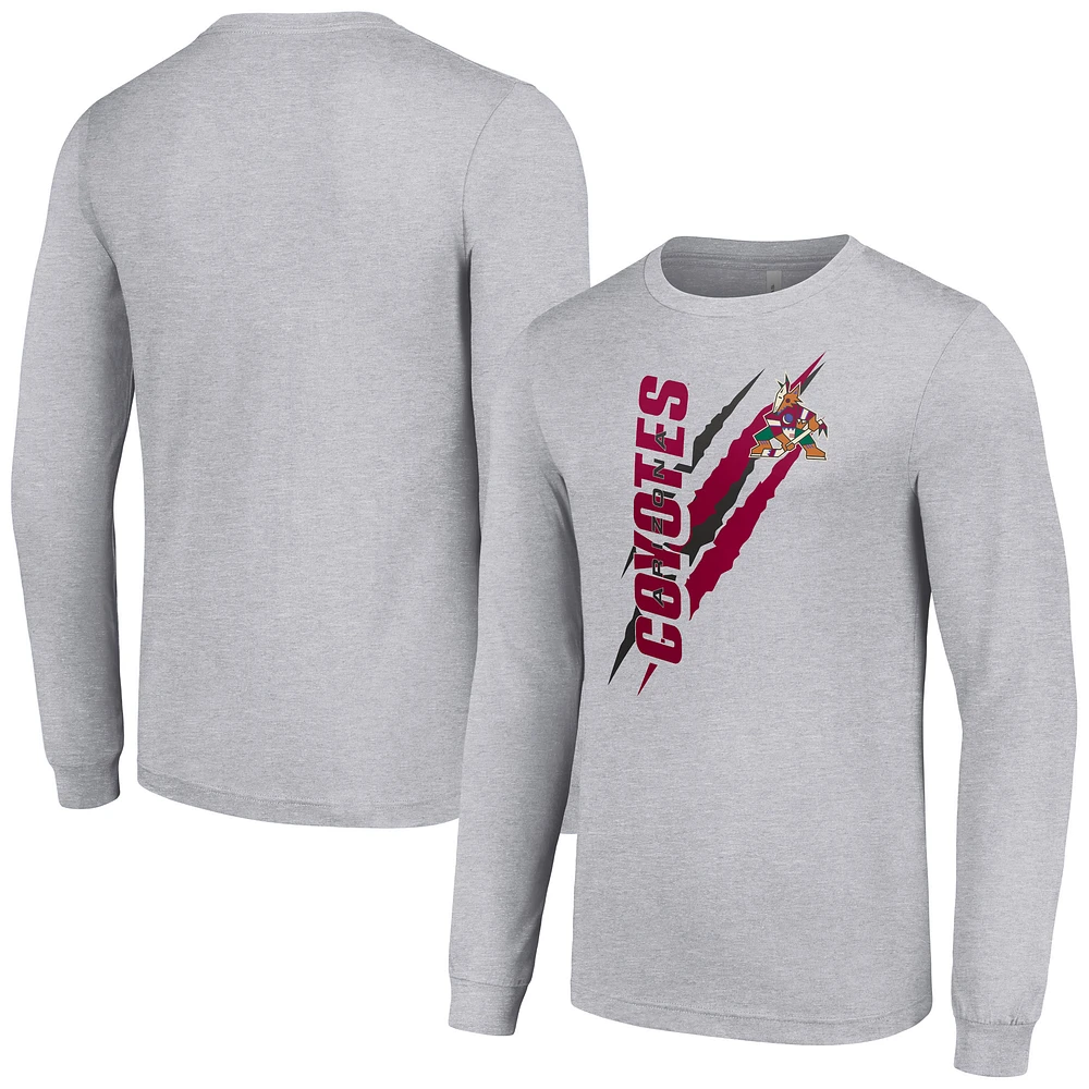 Men's Starter Heather Gray Arizona Coyotes Color Scratch Long-Sleeve T-Shirt
