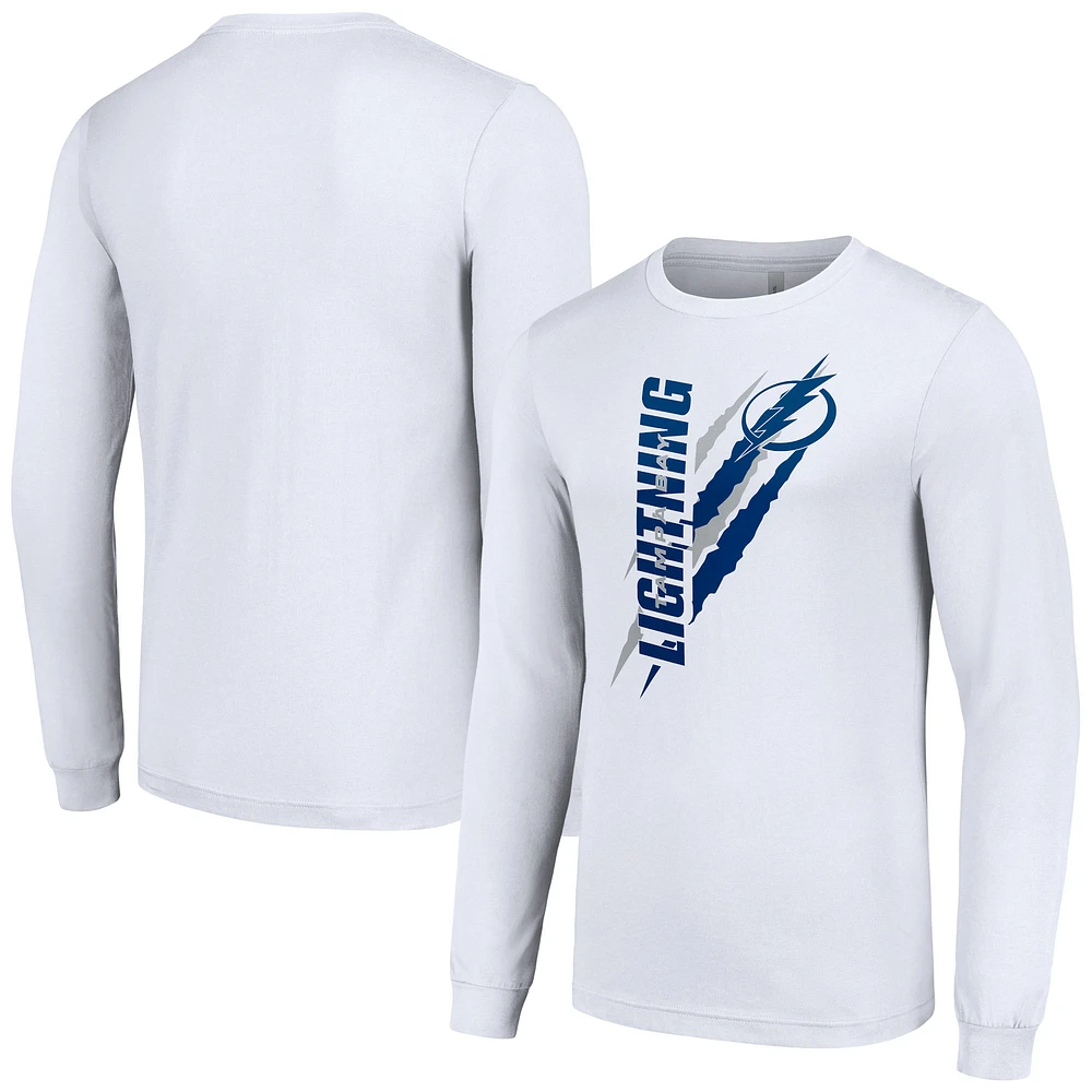 Men's Starter White Tampa Bay Lightning Color Scratch Long-Sleeve T-Shirt