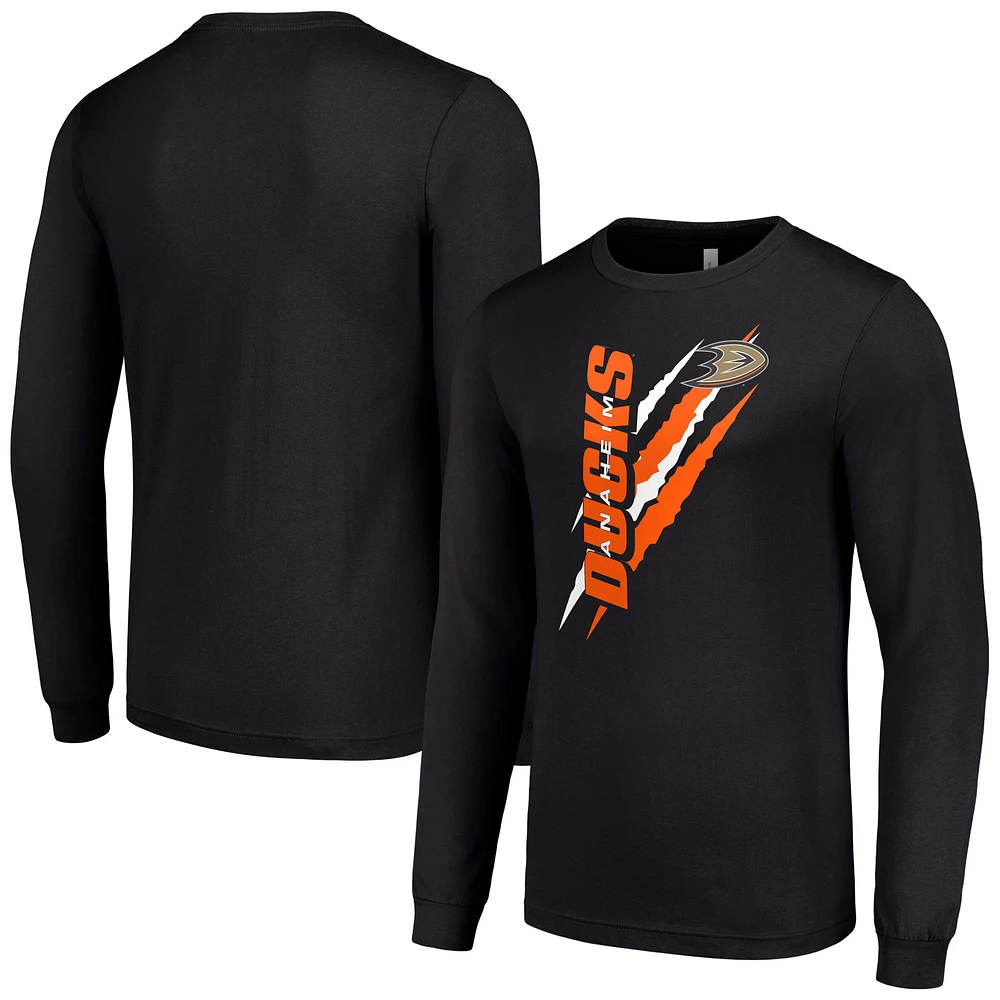 Men's Starter Black Anaheim Ducks Color Scratch Long-Sleeve T-Shirt