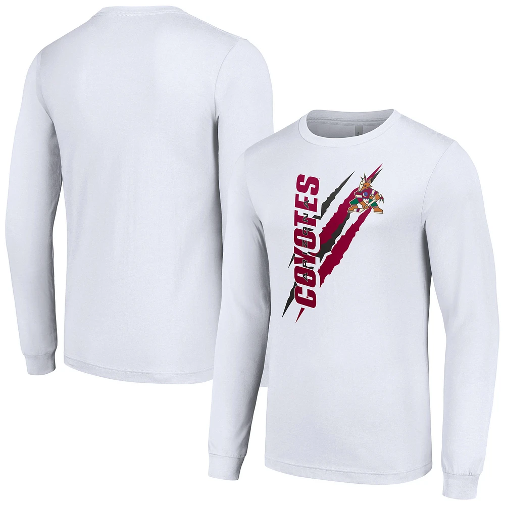 Men's Starter White Arizona Coyotes Color Scratch Long-Sleeve T-Shirt