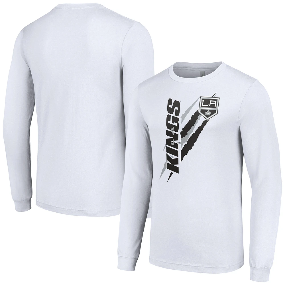 Men's Starter White Los Angeles Kings Color Scratch Long-Sleeve T-Shirt