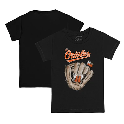 Youth Tiny Turnip Black Baltimore Orioles Butterfly Glove T-Shirt