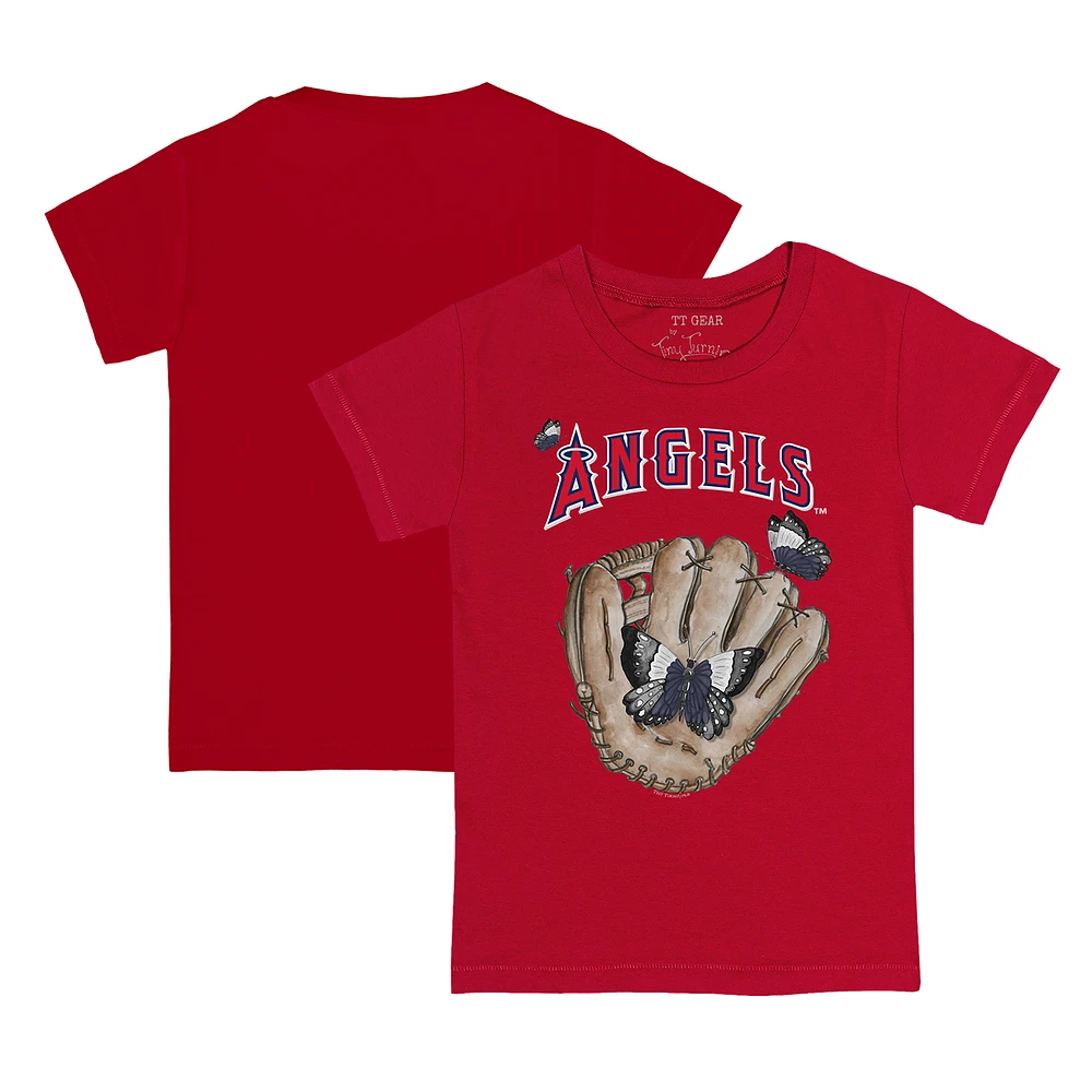 Youth Tiny Turnip Red Los Angeles Angels Butterfly Glove T-Shirt