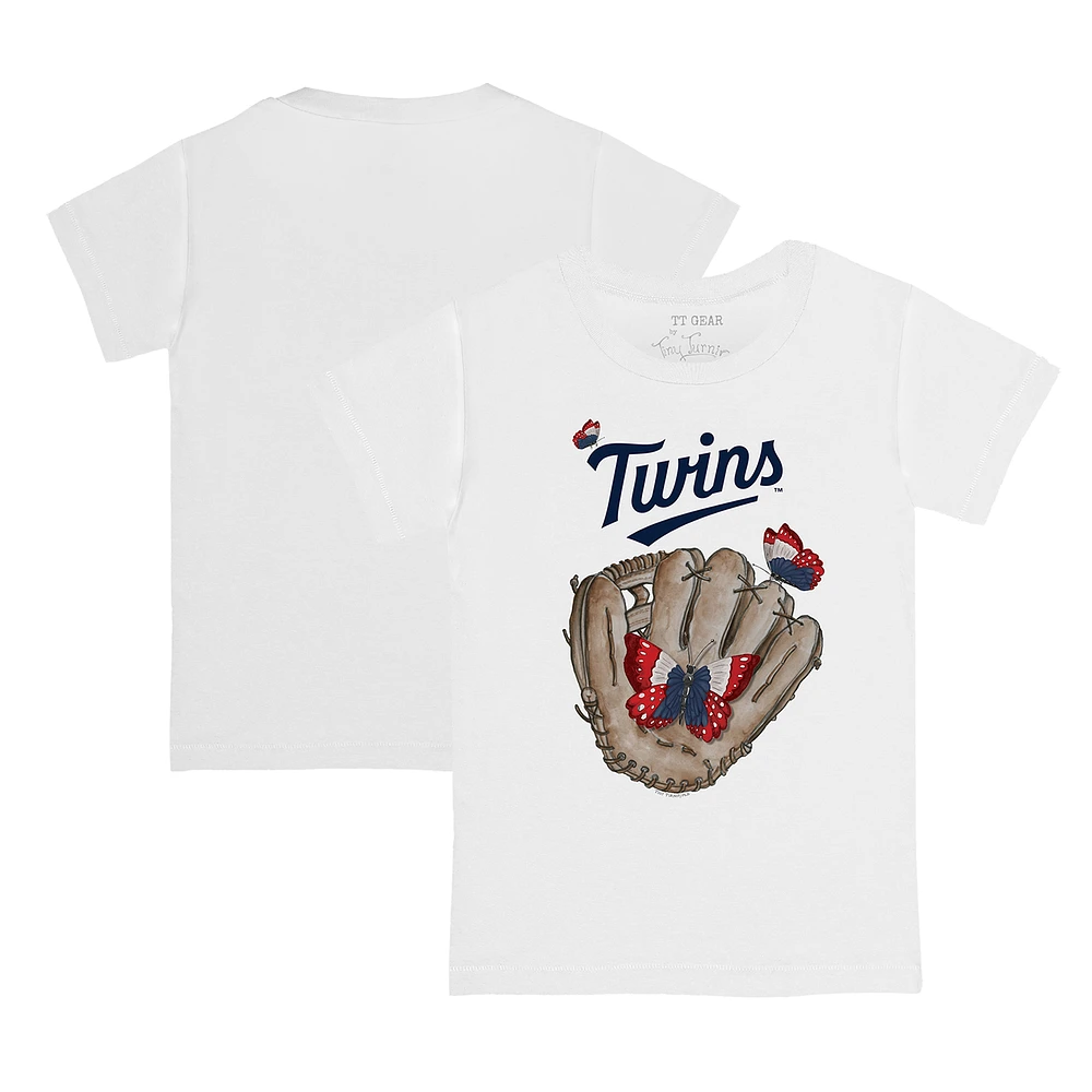 Youth Tiny Turnip White Minnesota Twins Butterfly Glove T-Shirt