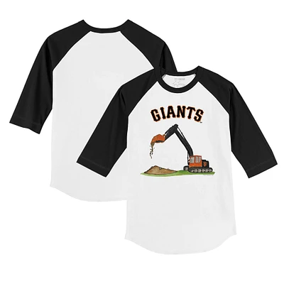 Youth Tiny Turnip White/Black San Francisco Giants Excavator 3/4-Sleeve Raglan T-Shirt
