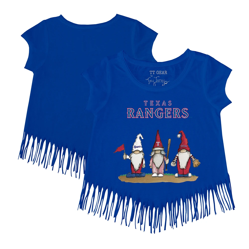 Girls Youth Tiny Turnip Royal Texas Rangers Gnomes Fringe T-Shirt