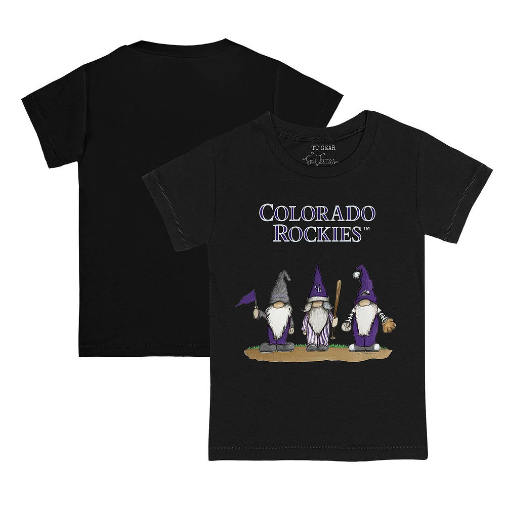 Youth Tiny Turnip Black Colorado Rockies Gnomes T-Shirt